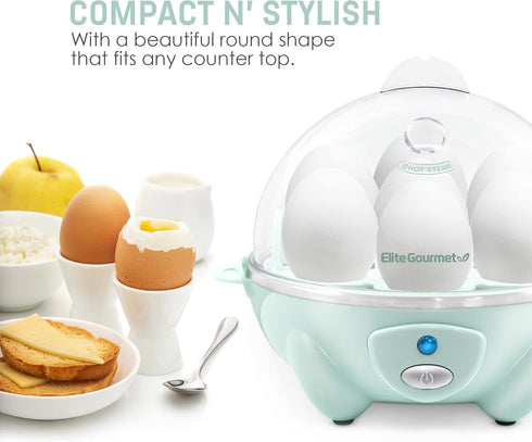 Elite Gourmet Easy Electric 7 Egg Capacity Soft, Medium, Hard-Boiled Cooker Poacher, Scrambled, Omelet Maker with Auto Shut-Off and Buzzer, BPA Fr...