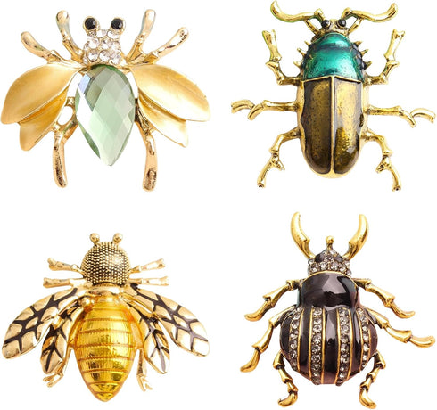 4 PCS Insect Brooches Lapel Pins Crystal Insect Themed Insect Brooches for Women...