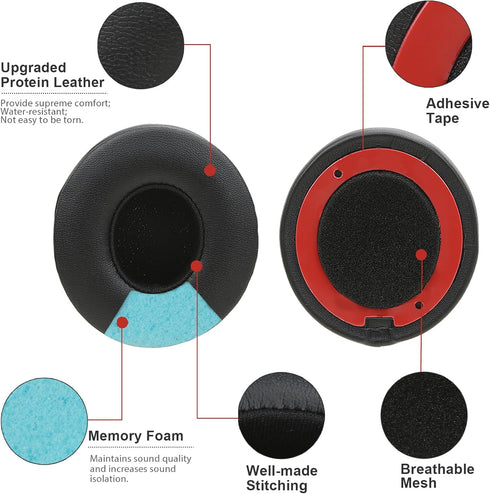 Ear Pads Cushions for Beats Solo3/Solo2 A1796/B0534 Wireless Headphones with Upgraded Memory Foam& Sweat-Proof Protein Leather (Black)......
