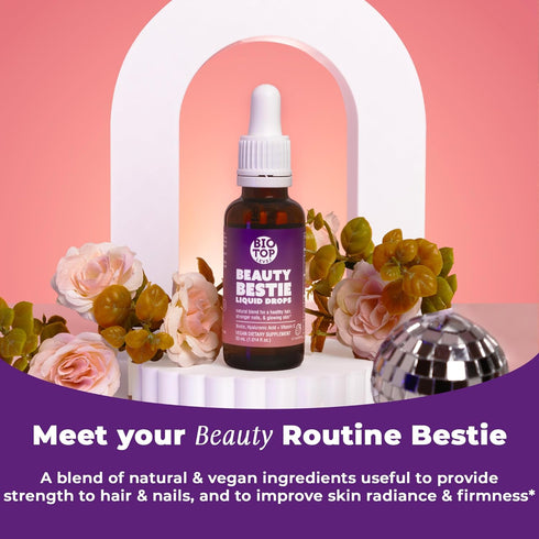 Beauty Bestie Vegan Liquid Drops, Biotin, Vitamin C, Hyaluronic Acid, Multi-Benefit Vitamins Blend to Support Healthy Hair, Skin & Nails Growth, S...