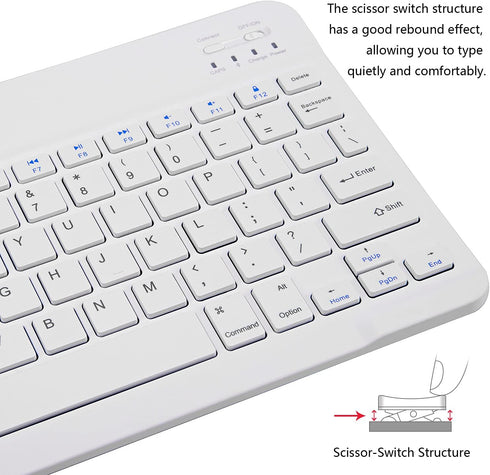 Ultra-Slim Bluetooth Keyboard Portable Mini Wireless Keyboard Rechargeable for Apple iPad iPhone Samsung Tablet Phone Smartphone iOS Android Windo...