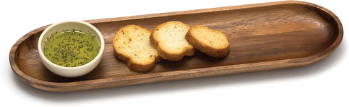 Lipper International Acacia Wood Bread Cutting and Serving Board with Ceramic Dipping Bowl...