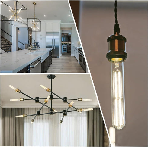 T10 Dimmable Edison Bulb, Natural Daylight 4000K Light Bulbs, E26 Base, 6W Equal 60 watt, 700LM, Tubular Led Bulb for Rustic Pendant, Wall sconces...