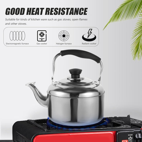 KALLORY Stainless Steel Kettle 1pc Stainless Steel Teapot, Stainless Steel Tea Kettle Water Stove Top Camping Stainless Tea Kettle...