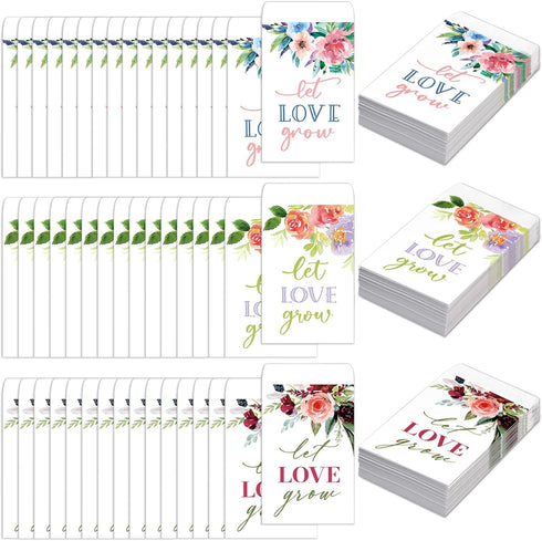 150 Pieces Greenery Seed Packets Let Love Grow Seed Packets Self Adhesive Wedding Envelopes Retro Christmas Valentine Wedding Favors for Guests, 3...