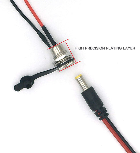 5.5 x 2.1 mm DC Power Jack Socket Threaded Female Panel Mount Connector Adapter with Dustproof Plug 6Pack...
