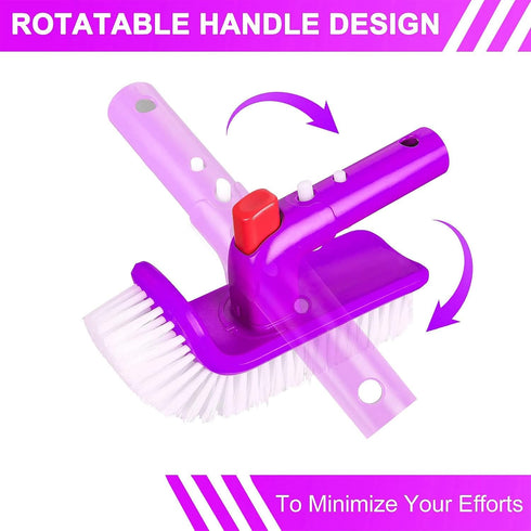 Professional Luxury Pool Step & Corner Brush, 180 Degree Rotation Handle Scrub Brush, for Above Ground & Inground Swimming Pools, Spas & Hot Tubs,...