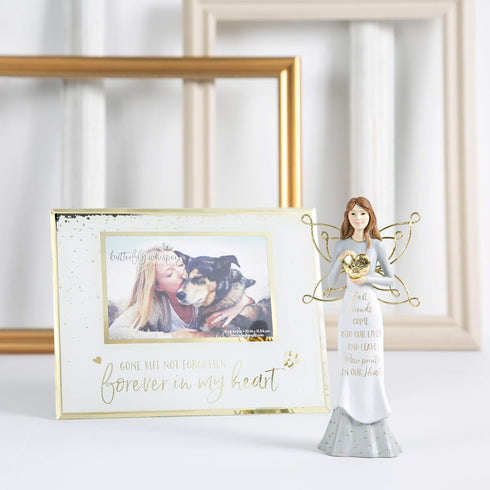 Pavilion - Best Friends Come Into Our Lives and Leave Paw Prints On Our Hearts - 7.5 Inch White & Gold in Memory of Pet Angel Figurine...