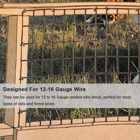 100 Pcs Fence Wire Clamps with 100 Pcs Screws, Stainless Steel Wire Clips Mount Welded Wire to Vinyl, Wood or Metal Fence (for 12-16 Gauge Wire Fe...