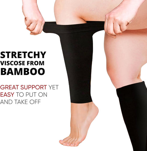 BAMS Plus Size Calf Compression Sleeve for Women & Men, Viscose from Bamboo Extra Wide Leg Support for Shin Splints, Leg Pain Relief and Support, ...