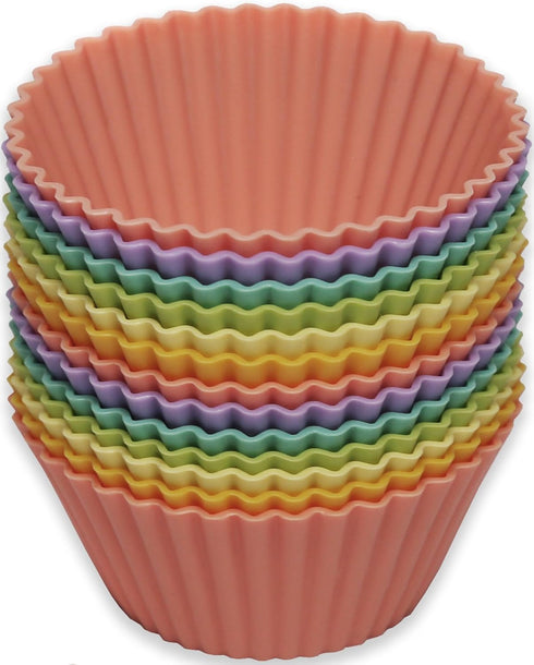 Silicone Baking Cups / 13 Reusable Nonstick Cupcake Liners/Premium Muffin Molds - Stand Alone Cupcake Holders - No BPA - Gift Set - 6 Designer Col...