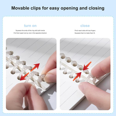 yueton 7Pcs Loose-Leaf Binding Strip with Book Ring 5-Hole Segmented Plastic Binder Detachable Loose Leaf Ring for Notebook Diary Ledger Loose-Lea...