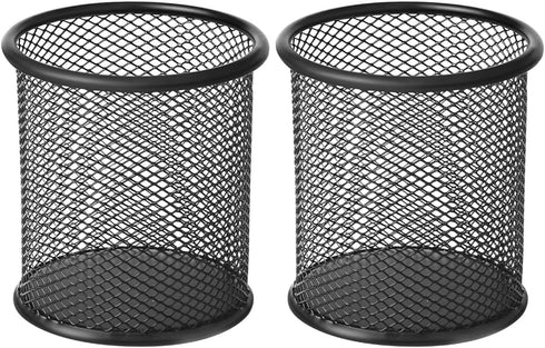 2 Pack Mesh Metal Pen Holder for Desk, 3.54×3.85IN Pencil Holder Workspace Organizers for School Office- Desk Accessories & Storage Products, Blac...