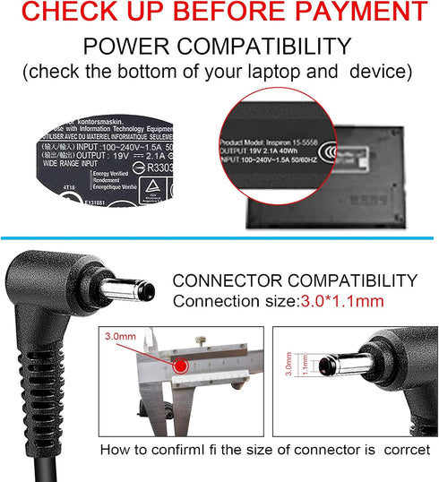 40W 19V 2.1A Laptop Adapter Charger for Samsung KSAS0501900200HU GH44-02888B 18.4" Tablet SM-767AZKBATT, SMT677AZKBATT, SM-T670NZKAXAR, SM-T670NZW...