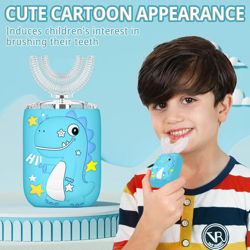 Kids U Shaped Electric Toothbrush, Toddler Toothbrush with 2 U-Shaped Brush Heads 2 Soft Replacements with Toothpaste Automatic Toothbrush Recharg...