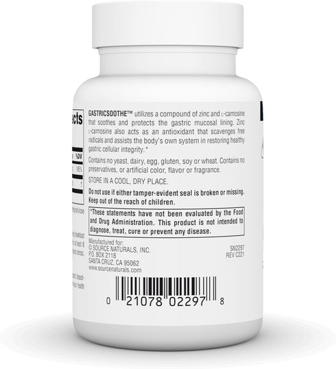 Source Naturals GastricSoothe Zinc L-Carnosine* - 120 Veggie Caps...