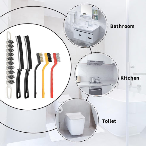 6 Pcs Cleaning Tool Set, Crevice Cleaning Brush, Hard Bristle Crevice Cleaning Brush with Bendable Brush Household Cleaning Tool, Stainless Steel ...