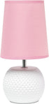 Simple Designs LT2084-PNK Mini Studded Texture White Ceramic Bedside Table Lamp, Pink...