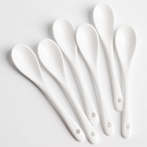 6PCS Porcelain White Coffee Spoons Espresso Spoons Tea Sauce and Desserts Ceramic Spoons...