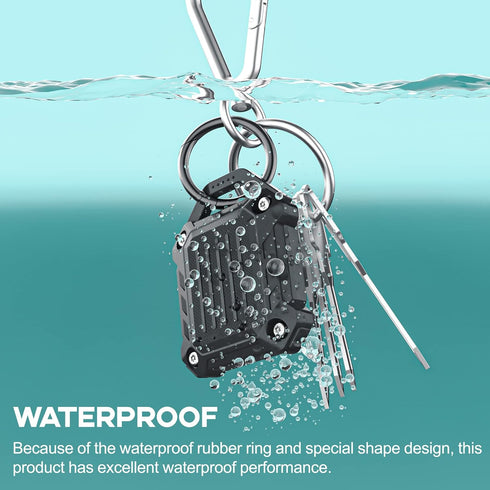 Dovick- Waterproof Airtag Keychain Holder Case,Screw Full Cover Compatible with Apple Air Tag Tracker Key Ring Black 1 Pack......