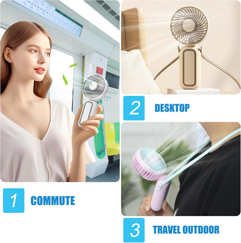 QearFun Portable Handheld Fan, Hand Fan with USB Rechargeable Battery, Mini Electric Pocket Fan with Foldable Design for Desktop, Home,Office, Sma...