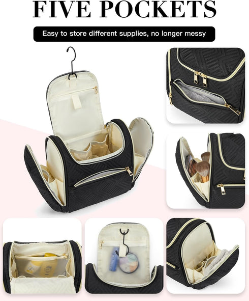 Telena Travel Essentials Toiletry Cosmetic Makeup Bag - Hanging Multifunctional Make Up Organizador,Water Resistant Accessories for Women,Portable...