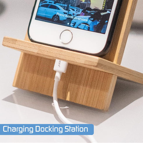 Bamboo Phone Stand with Charging Hole Detachable Portable Wood Mobile Phone Holder...
