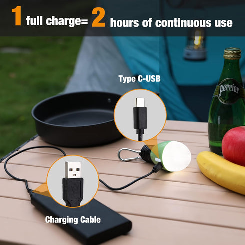 EverBrite Rechargeable Camping Light, Portable Tent Lantern, 3 Lighting Modes, Hanging Tent Light Bulbs with Clip Hook for Hiking, Fishing, Backpa...