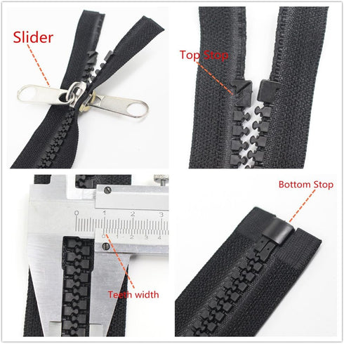 Meillia 106 Inch Black 10# Separating Plastic Zipper With Double Silver Pulls - Large Long Vislon for Sewing Sleeping Bags, Boat Canvas Cover, Ten...