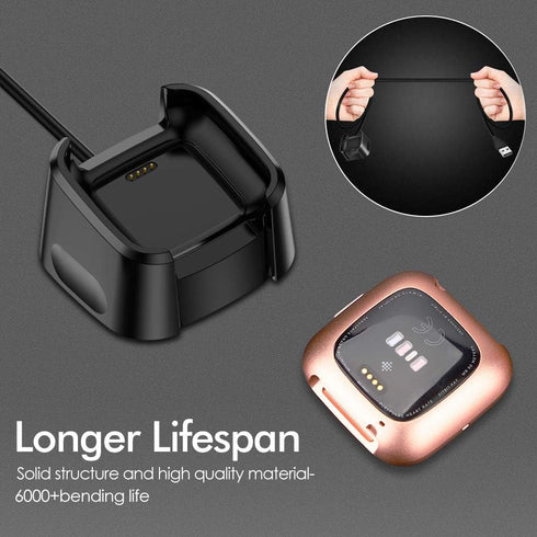 QIBOX Charger Compatible with Fitbit Versa 2 (Not for Versa/Versa Lite), 2-Pack Replacement USB Charging Cable Dock Stand for Versa 2 Health & Fit...