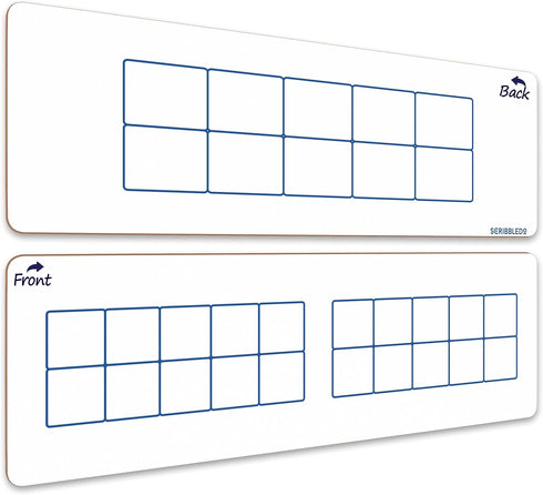 SCRIBBLEDO Dry Erase Ten Frame Board - 4" x 12" Double Sided Dry Erase Boards for Kids to Visualize and Practice Base 10 Number Concepts - Math Pr...