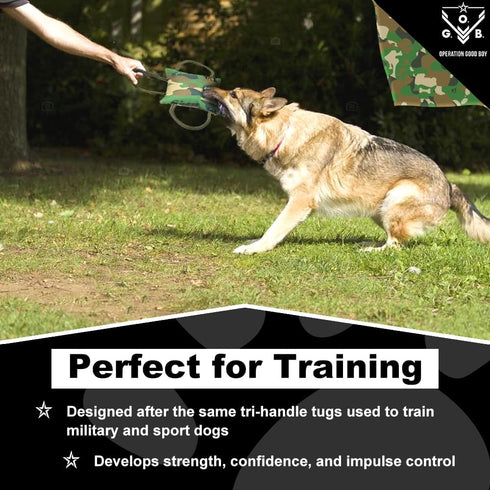 Operation Good Boy Bite Pillow Tug Toy for Dogs - Tri-Handle Design Used by Military and Sport Dog Trainers - Reinforced Polyester Cords and Thick...