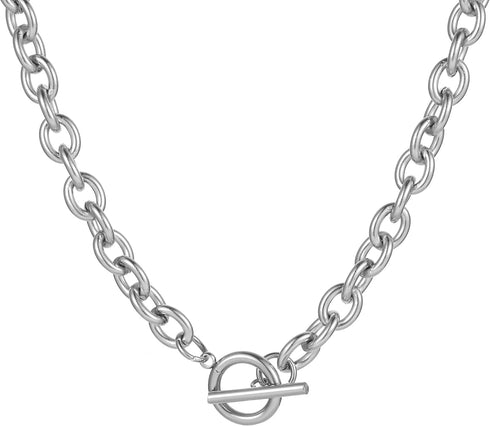 18K Gold Chunky Chain Necklace for Women Thick Cuban Curb Chain Green Gemstone Pendant Toggle Necklace Dainty Layering Gold Chain Trendy Jewelry G...