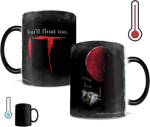 Morphing Mugs IT The Movie - Pennywise the Dancing Clown - You'll Float Too - One 11 oz Color Changing Heat Sensitive Ceramic Mug – Image Revealed...