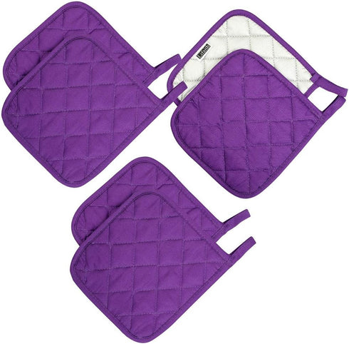 100% Cotton Potholders Kitchen Everyday Basic Terry Pot Holder Heat Resistant Large Coaster Hot Pads Kit Trivets Set for Cooking and Baking Set of...