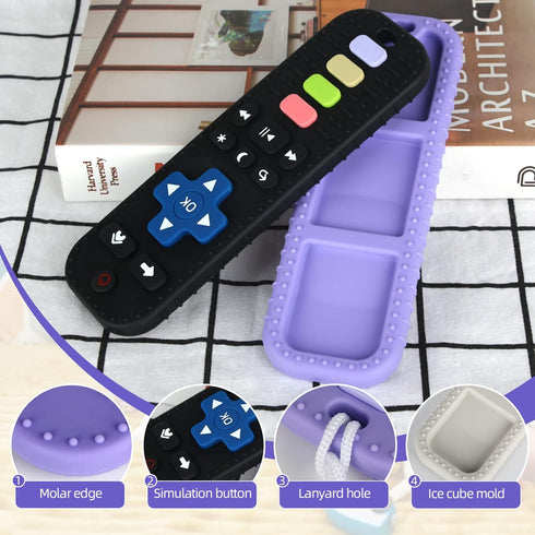 Chuya Baby Remote Control Teether Toy Chew Toy for Babies 0-24 Months Teething Relief Baby Toys for Infants Black+Purple...