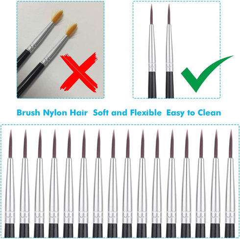 Miniature Detail Paint Brushes, Anezus 30 Pcs Paintbrushes Small Watercolor Artists Paint Brushes for Acrylics Oil Model Craft Nail Detail Paintin...