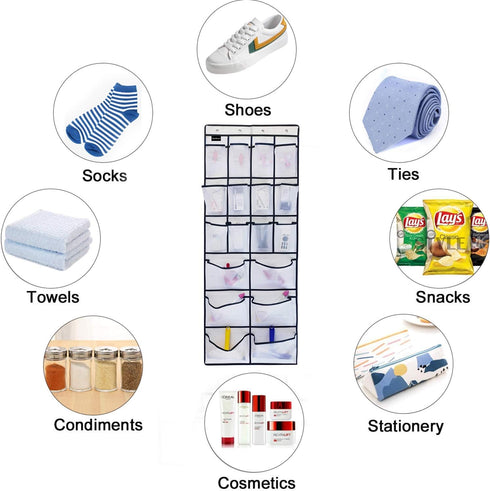 1 Pack Extra Large Hanging Over Door Shoe Organizers, Hanging Storage Shoe Rack for Closet, with 4+4 Hooks Shoes Holder for Closet Bedroom, 12+6Po...
