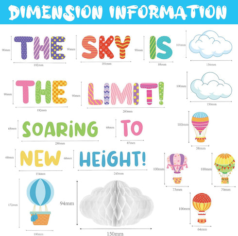 Crtiin 3D Hot Air Balloon Honeycomb Bulletin Board Set for School Classroom Decoration, Balloon Artcraft Cutouts with Honeycomb for Back to School...