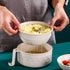 Microwave Ramen Bowl Cooker Set - Wheat Straw Instant Noodles Bowl with Handles, Ramen Noodle Cooker with Spoon Chopsticks Fork, College Dorm Room...