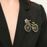Crystal Rhinestone Creative Bicycles Brooch Pin for Women Retro Elegant Handmade Blue Brooches Pins Classic Wedding Fashion Jewelry Accessories Gi...