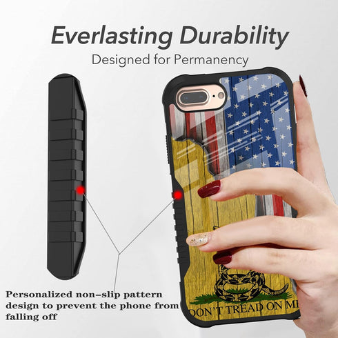 Compatible with iPhone 8 Plus/7 Plus Case, Don't Tread On Me American Us Flag Retro PC Backplane Protection+Soft Silicone TPU Shock Fall Preventio...