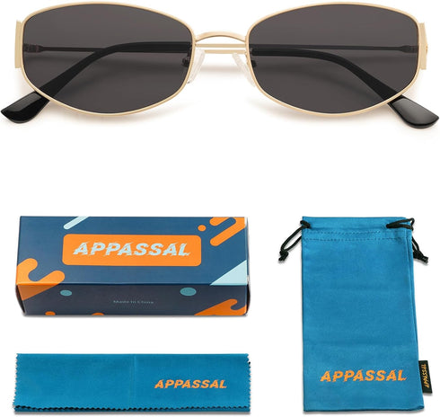 Retro Oval Sunglasses For Women Men Hexagonal Rectangle Metal Frame Sun Glasses AP3625...