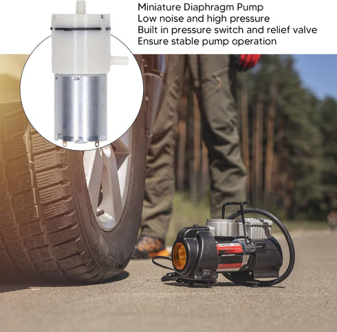 Electric Air Pump,DC Diaphragm Vacuum Pump with 90 Degree Angle Air Ports,DC 6/12/24V Micro Air Pressure Pump, Low Noise Air Pump Micro Vacuum Pum...