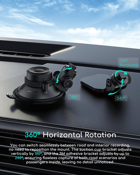 COOAU Car Dash Cam Mounting Bracket, Adjustable Windshield Mount for Dash Camera, Suction Cup Mount for Dashboard Camera, Suitable for D20, D20S,D...