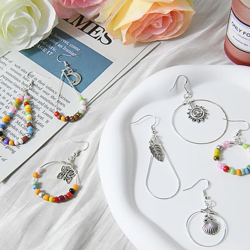 XKCWXY 755Pcs Beading Hoop Earrings for Jewelry Making,with Earring Finding Teardrop Round Beading Hoop,Earring Hooks and Backs,Jump Rings, Silver...