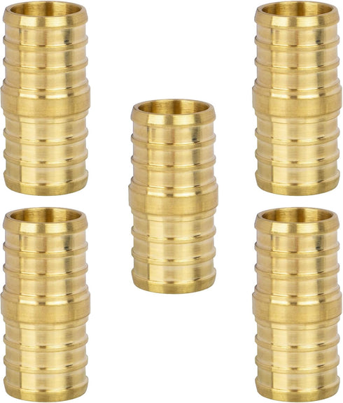 JUWO 3/4" PEX Coupling, PEX Fitting for Plumbing Repairs, Sturdy and Durable Brass Crimp Fitting (5 Pack)...