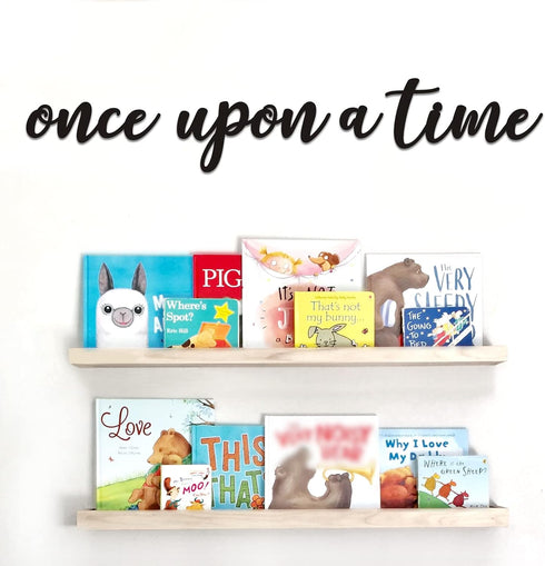 Huray Rayho Once Upon a Time Wood Sign Nursery Wall Decor Words Art Hanging Decor for family Bookshelf, Reading Nook, Daycare, Classroom - Baby Sh...