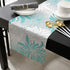 Aqua Chrysanthemum Flowers Table Runner-Cotton Linen-Long 13x108inches Dresser Scarves,Floral Grey Tablerunner for Kitchen Coffee/Dining/End Table...