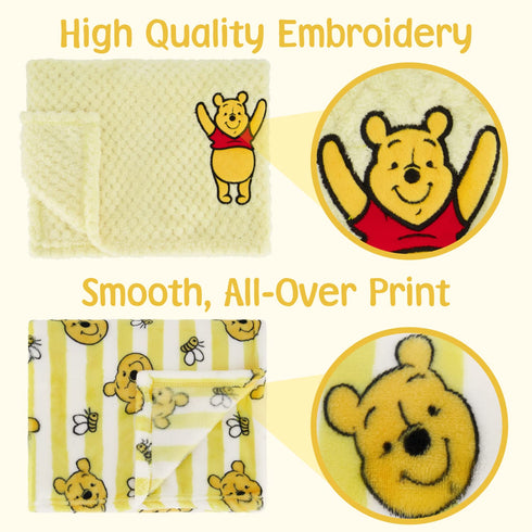 Disney 2-Pack Baby Blanket for Infants and Newborns, Plush Textured Fleece Winnie The Pooh Blanket, Perfect Unisex Gift for Toddlers...